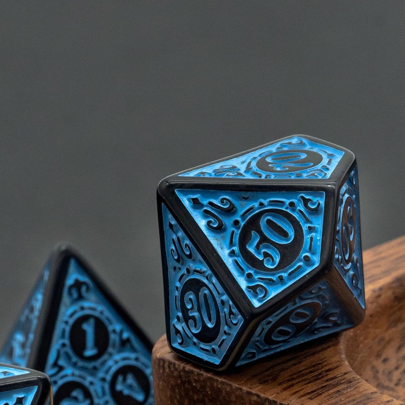 Poludie DND Dice Set -D&D Polyhedral Dice (7 Pcs) with Leather Dice Bag for Dungeons and Dragons Role Playing Dice Games RPGs (Blue with Black Edge) - Image 5